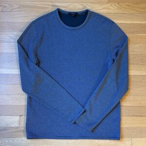 Vince Navy and Blue Striped Long Sleeve Tee